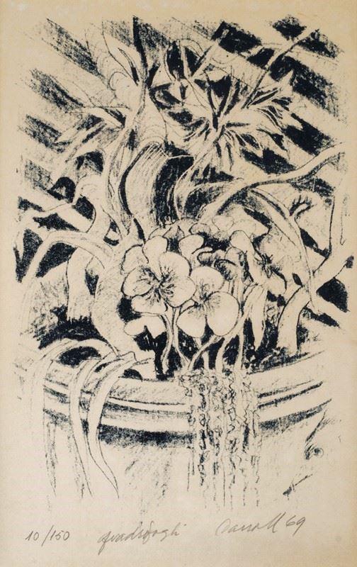 Robert Carroll : Quadrifogli  (1969)  - Litografia  - Asta La collezione d'arte di Vasco Pratolini - I - Galleria Pananti Casa d'Aste