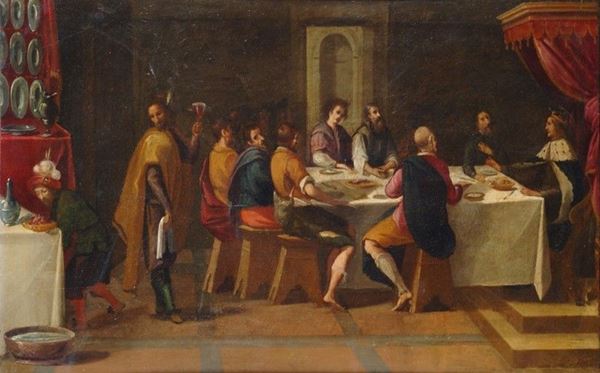 Cerchia di Jacopo Chimenti, detto l'Empoli : Convito di San Luigi di Francia  - Auction ANTIQUARIATO - Galleria Pananti Casa d'Aste