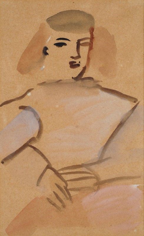 Mario Marcucci : Figura  - Acquerello su carta - Asta La collezione d'arte di Vasco Pratolini - I - Galleria Pananti Casa d'Aste