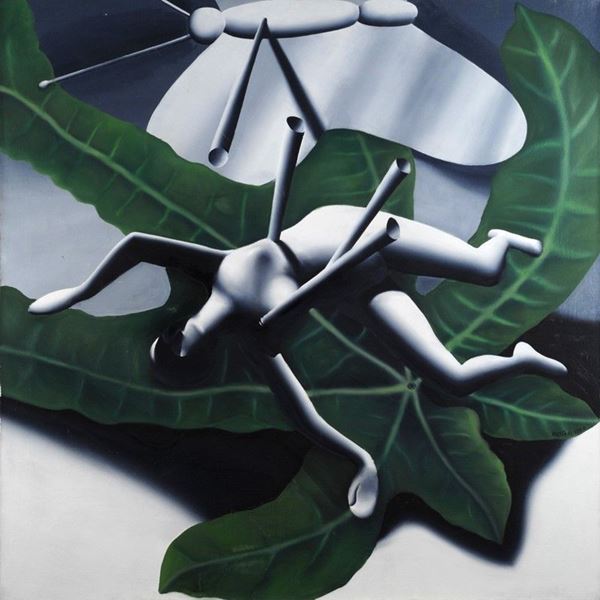 Mark Kostabi : Hybrid source material  (1990)  - Acrilico su tela - Asta Arte Moderna e Contemporanea - IV - Galleria Pananti Casa d'Aste