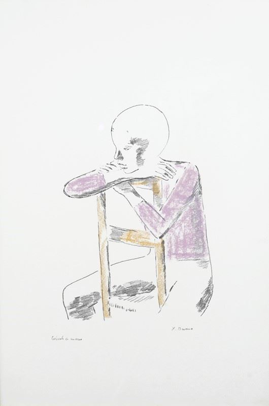Xavier Bueno : Bambina  (Anni '70)  - Litografia colorata a mano - Asta GRAFICA, MULTIPLI ED EDIZIONI - Galleria Pananti Casa d'Aste
