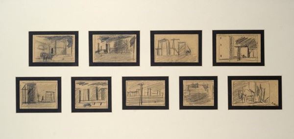 Mario Sironi : Paesaggi   - Matita su carta - Asta AUTORI DEL XIX E XX SEC - III - Galleria Pananti Casa d'Aste