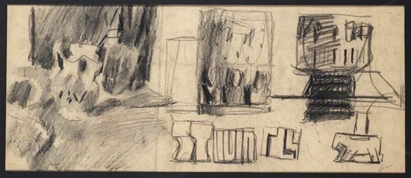 Mario Sironi : Senza titolo   - Matita su carta - Asta Arte Moderna e Contemporanea - III - Galleria Pananti Casa d'Aste