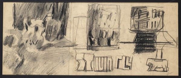 Mario Sironi : Senza titolo   - Matita su carta - Asta ARTE MODERNA E CONTEMPORANEA - II - Galleria Pananti Casa d'Aste