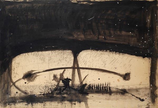 Emilio Scanavino : Gioco  (1958)  - Olio su carta riportata su tela - Asta ARTE MODERNA E CONTEMPORANEA - Galleria Pananti Casa d'Aste