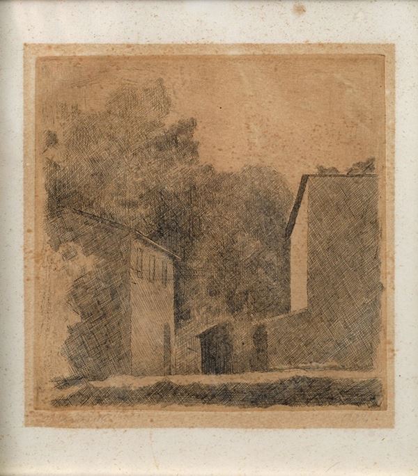 Giorgio Morandi : Paesaggio (Chiesa nuova)  - Auction Arte Moderna e Contemporanea - IV - Galleria Pananti Casa d'Aste