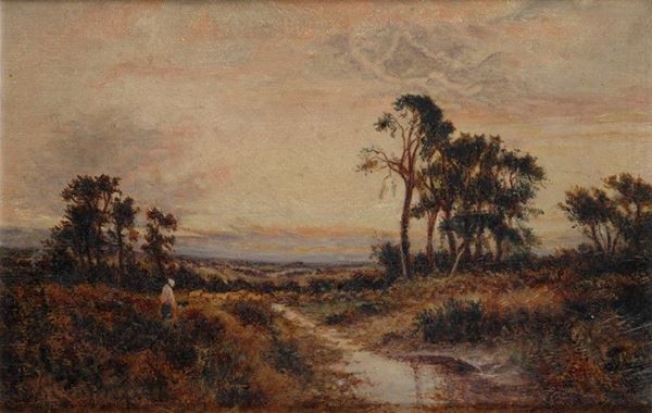 Anonimo, XIX sec. - Landscape with shepherdess