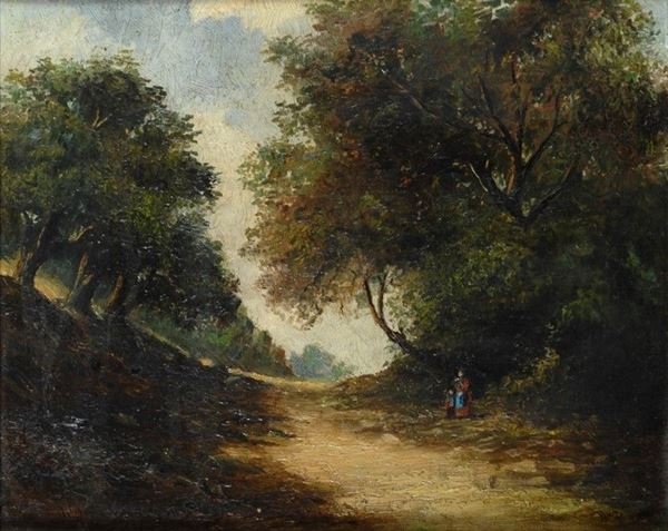 Anonimo, XIX sec. - Paesaggio con figure