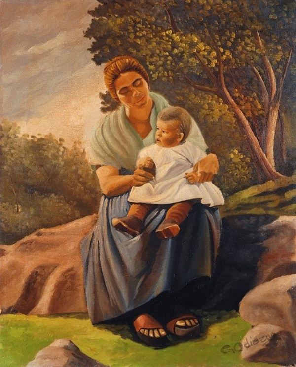 Anonimo, XX sec. - Madre e figlio