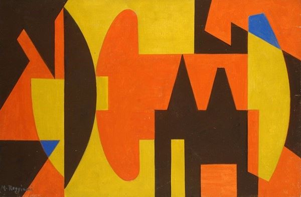 Mauro Reggiani : Composizione  ((1950))  - Olio su tela - Asta Arte Moderna e Contemporanea - IV - Galleria Pananti Casa d'Aste