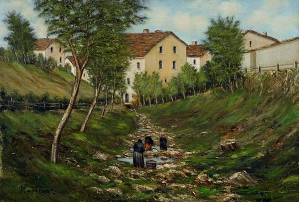 Giuseppe Mentessi - Lavandaie a Branzi