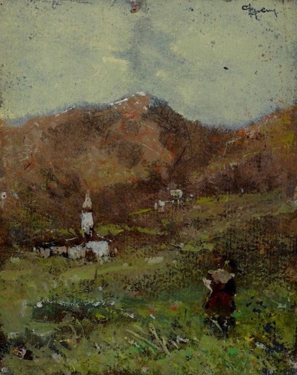 Lorenzo Gignous - Mountain landscape with figure