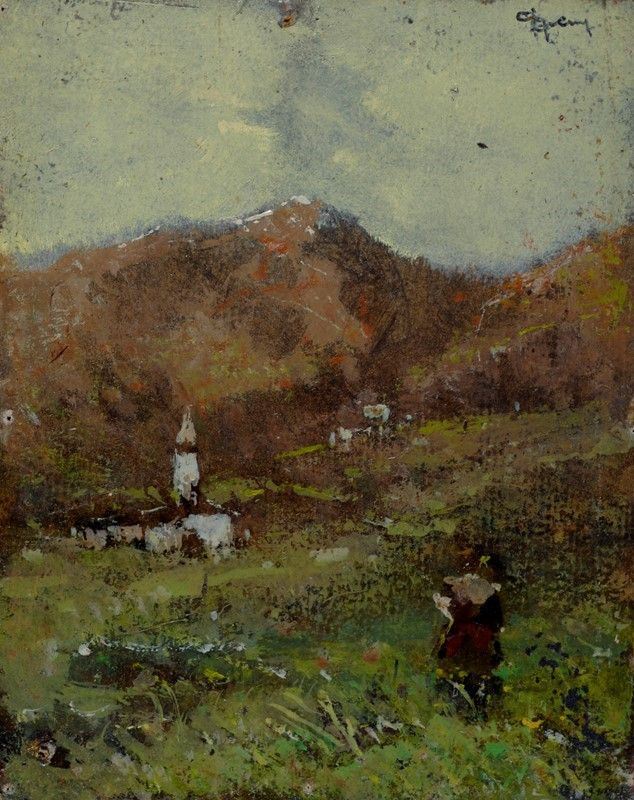 Lorenzo Gignous - Paesaggio Montano con Figura