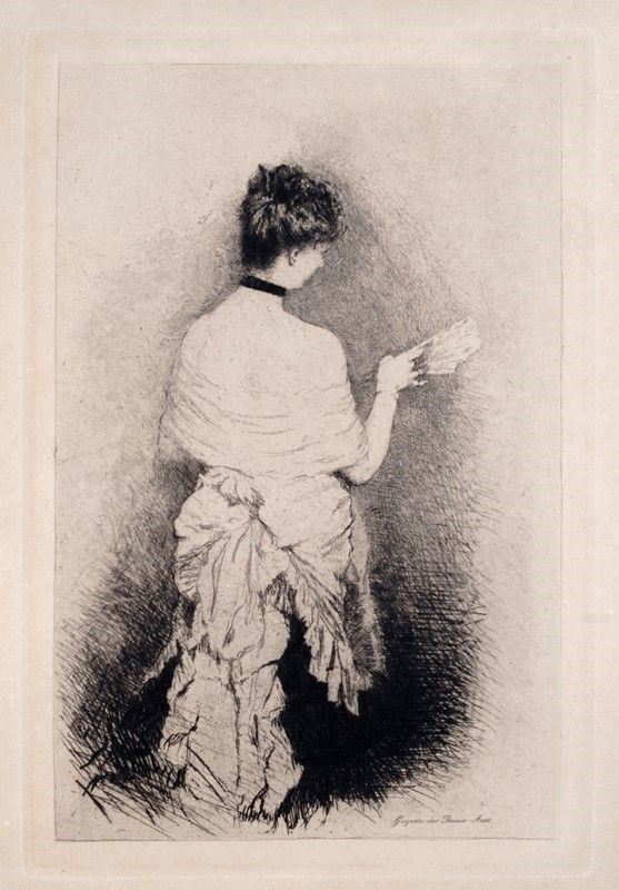 Giuseppe De Nittis : Jeune femme vue de dos  (1875)  - Acquaforte - Asta ANTIQUARIATO, AUTORI DEL XIX E XX SEC - I - Galleria Pananti Casa d'Aste