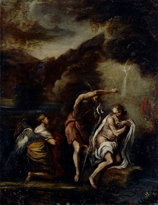 Cerchia di Alessandro Magnasco : Battesimo di Cristo  - Auction ANTIQUARIATO - Galleria Pananti Casa d'Aste