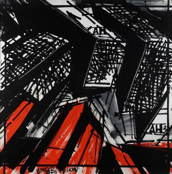 Vinicio Berti : Racconto - Costruzione H-9H  (1978)  - Acrilico su tela - Asta Edizioni e multipli di arte contemporanea - Galleria Pananti Casa d'Aste