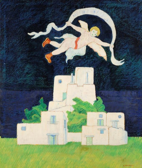 Arturo Cavalli : La casa di Barabba  (1966)  - Olio su tela - Asta ARTE MODERNA E CONTEMPORANEA - Galleria Pananti Casa d'Aste