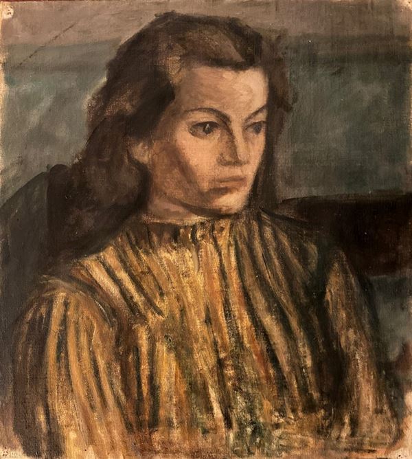 Mario Marcucci : Portrait of the sister  - Oil painting on canvas - Auction AUTORI DEL XIX E XX SEC, ARTE MODERNA E CONTEMPORANEA - Galleria Pananti Casa d'Aste