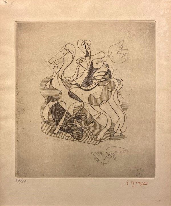Georges Braque : Senza titolo  (1932)  - Punta secca - Asta AUTORI DEL XIX E XX SEC, ARTE MODERNA E CONTEMPORANEA - Galleria Pananti Casa d'Aste