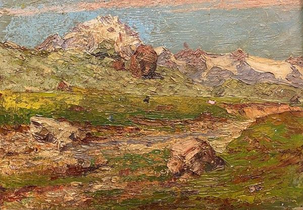 Anonimo, inizi XX sec. - Paesaggio montano 