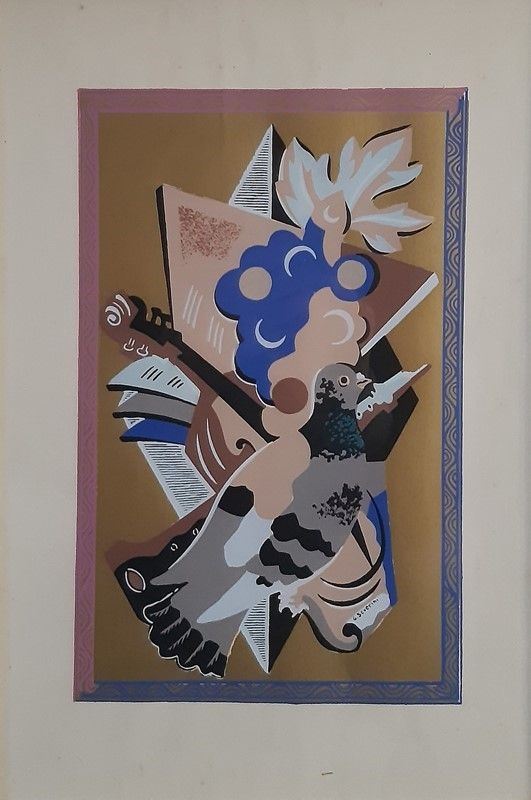 Gino Severini - Natura morta su pigeon