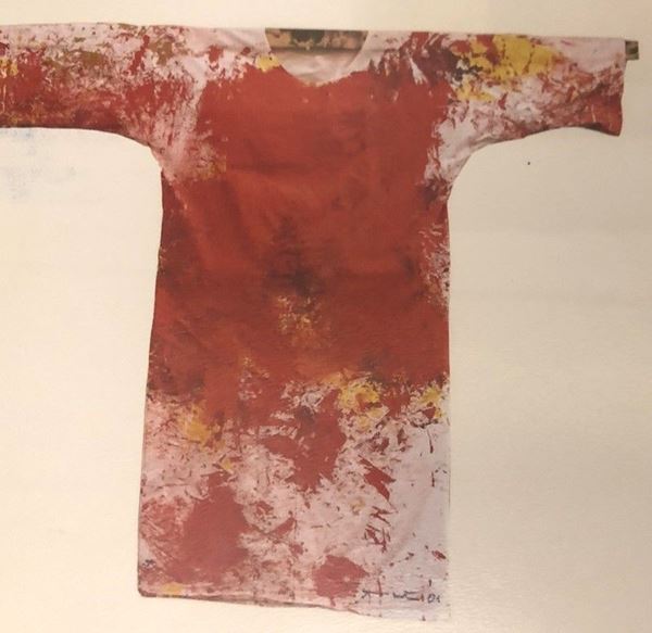 Hermann Nitsch : Relitto  (2001)  - Olio e sangue su camicia di tela - Asta AUTORI DEL XIX E XX SEC, ARTE MODERNA E CONTEMPORANEA - Galleria Pananti Casa d'Aste