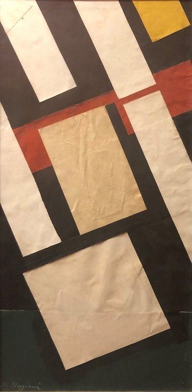 Mauro Reggiani : Composizione  (1965)  - Collage intelato - Asta AUTORI DEL XIX E XX SEC, ARTE MODERNA E CONTEMPORANEA - Galleria Pananti Casa d'Aste