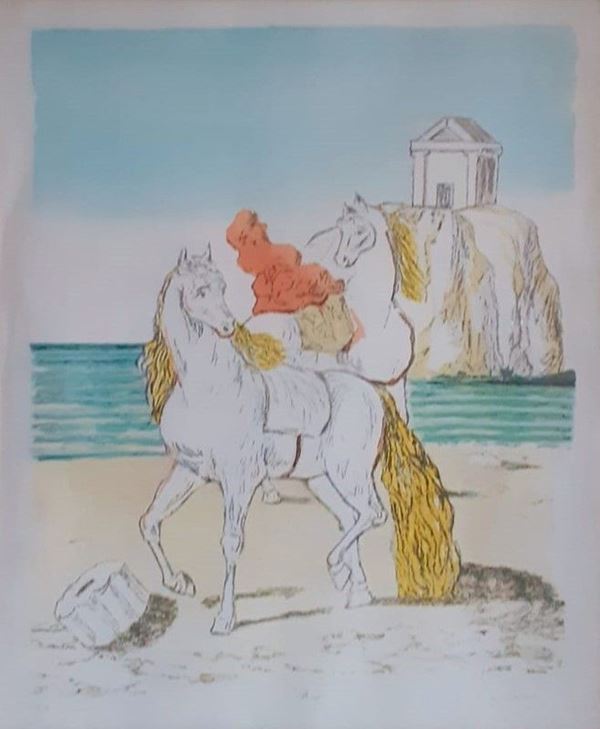 Giorgio de Chirico - Cavalli col tempio