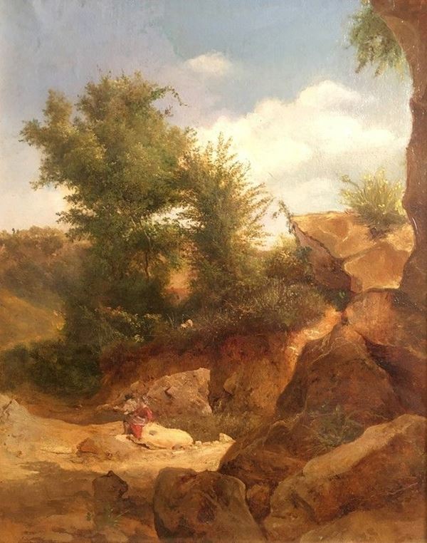 Anonimo, XIX sec. - Figure nel paesaggio