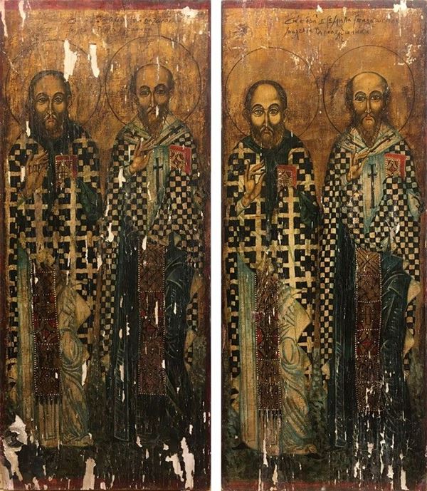 Pairs of icons with saints