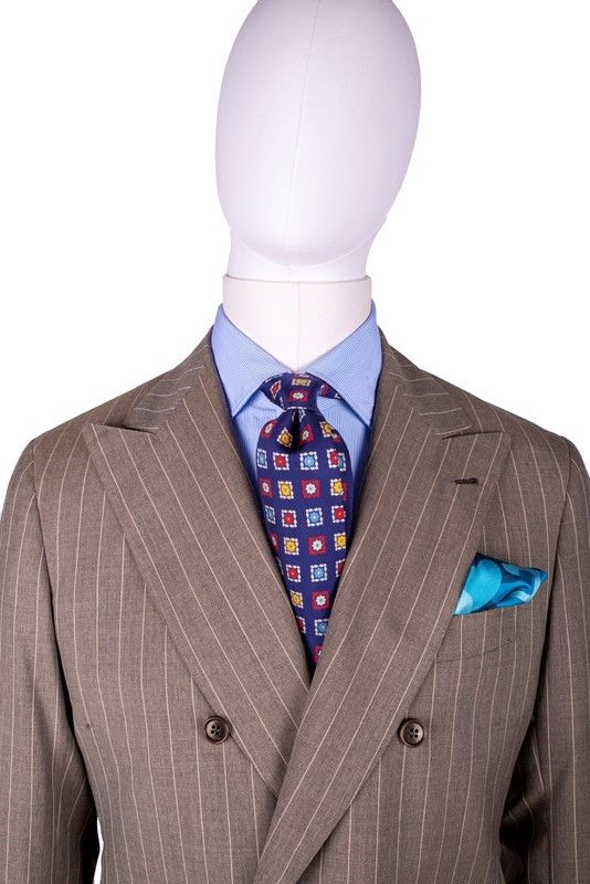 Antonio Liverano - Abito Rigato Color Sabbia Tg 50