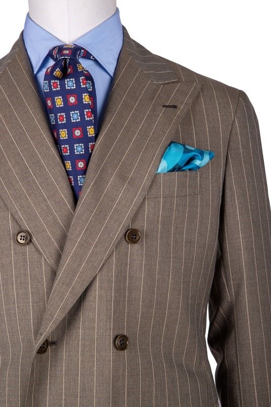 Antonio Liverano - Abito Rigato Color Sabbia Tg 50