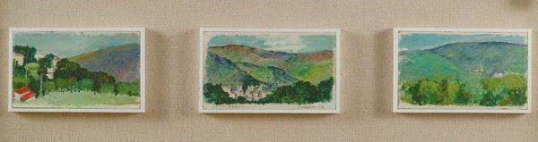 Silvio Polloni : Images of pian di Melosa, 1970  - Triptych composed of three oils on panel, - Auction MODERN  ART - TUSCANY AUTHORS - Galleria Pananti Casa d'Aste