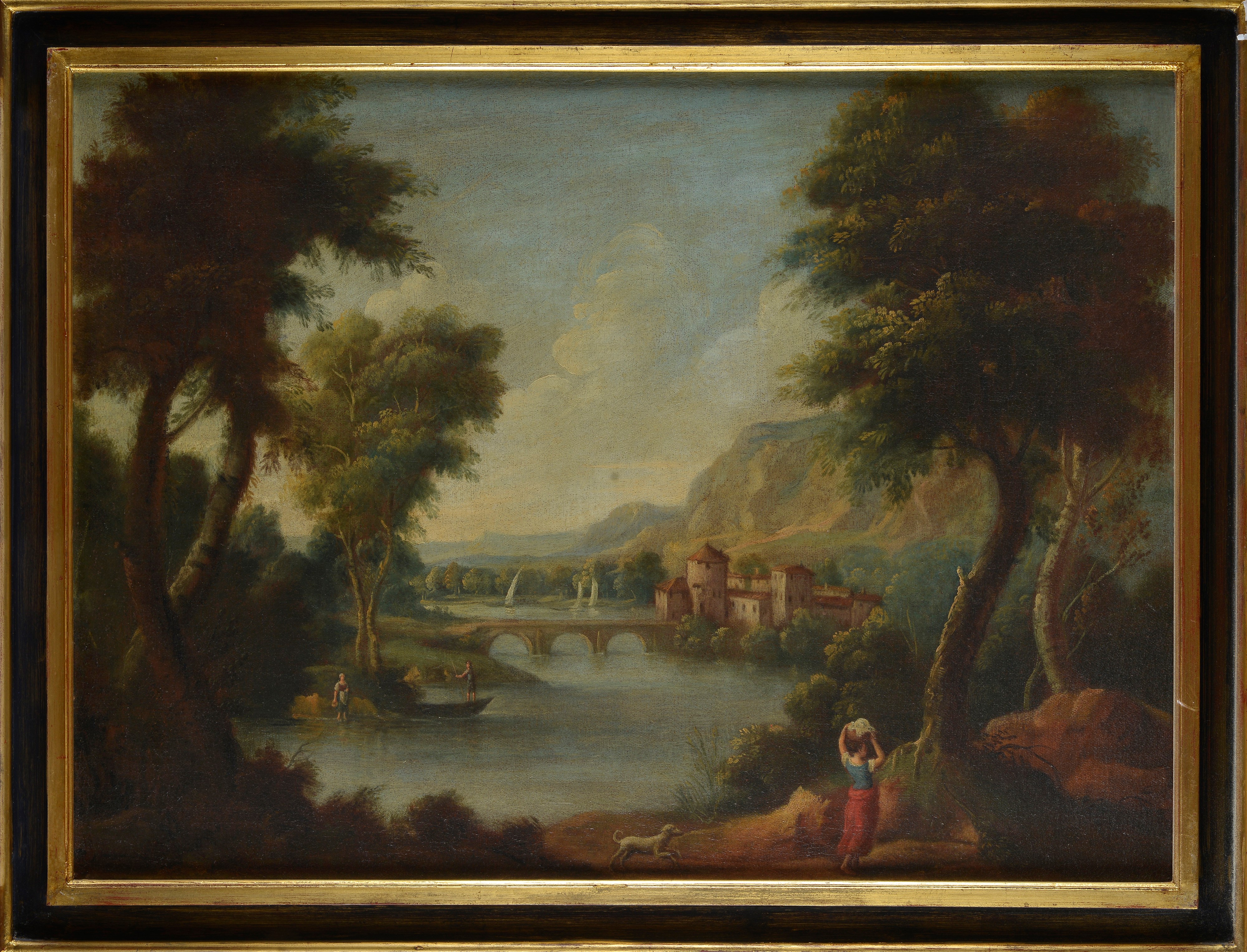 Scuola Veneta, XVIII Sec., Ambito di Giuseppe Zais - Paesaggio Fluviale