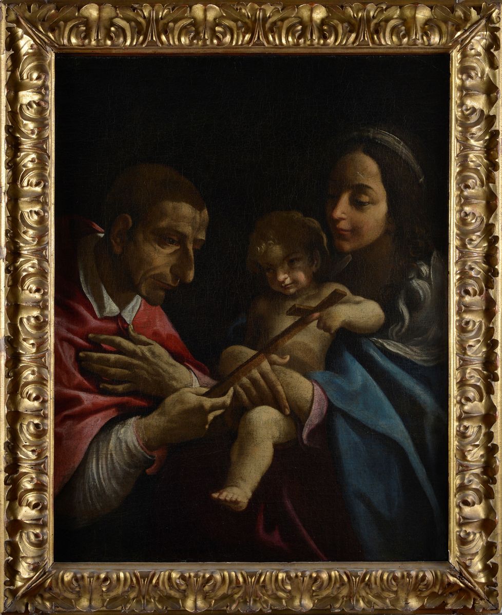 Attr. a Lorenzo Garbieri - Madonna Col Bambino e San Carlo Borromeo