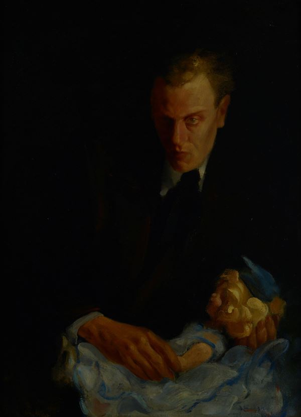 Anonimo, XX sec. - Portrait of man with doll