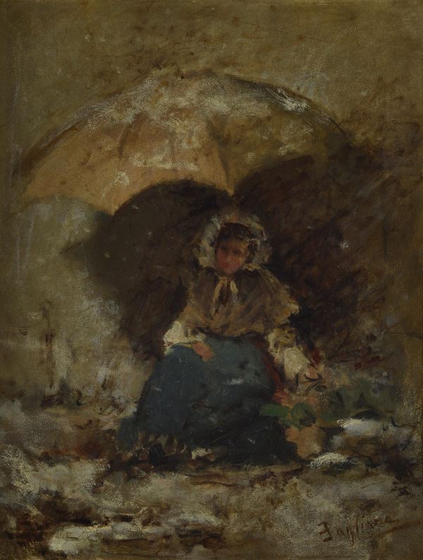 Eleuterio Pagliano - Donna con ombrello