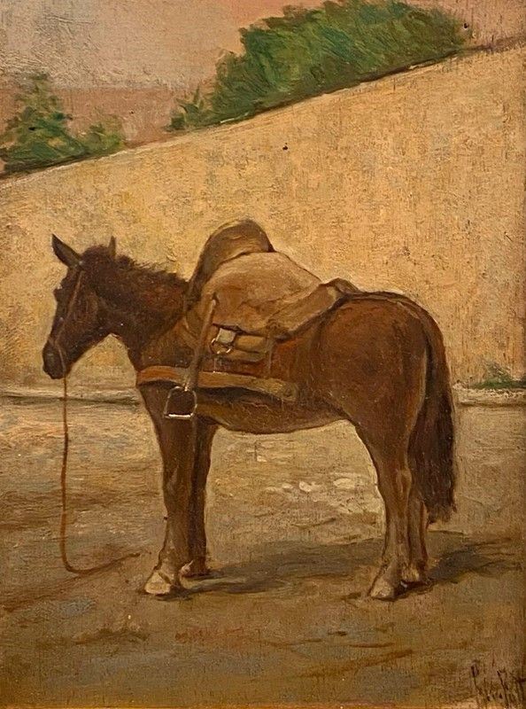 Attr. a Giovanni Fattori - Cavallo in sosta