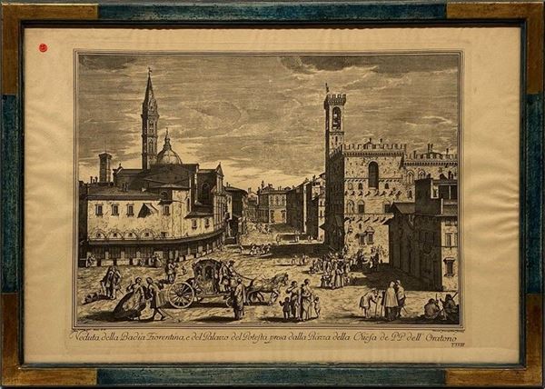 Giuseppe Zocchi - Veduta del Palazzo Vecchio; Veduta della Badia fiorentina; Veduta della Metropolitana fiorentina