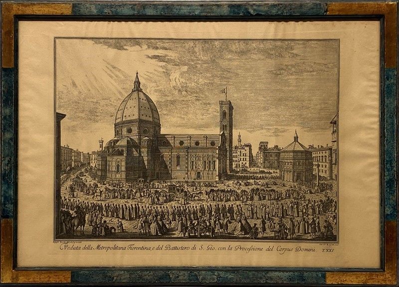 Giuseppe Zocchi - Veduta del Palazzo Vecchio; Veduta della Badia Fiorentina; Veduta della Metropo...