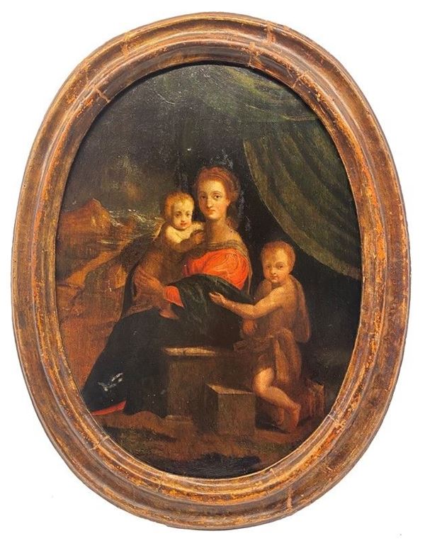 Scuola Italiana, XVII sec. - Madonna con Bambino e San Giovannino