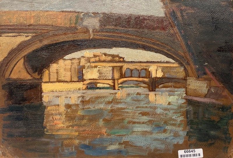 Anonimo, XX Sec. - Nudo Seduto (fronte); Ponte alle Grazie (retro)