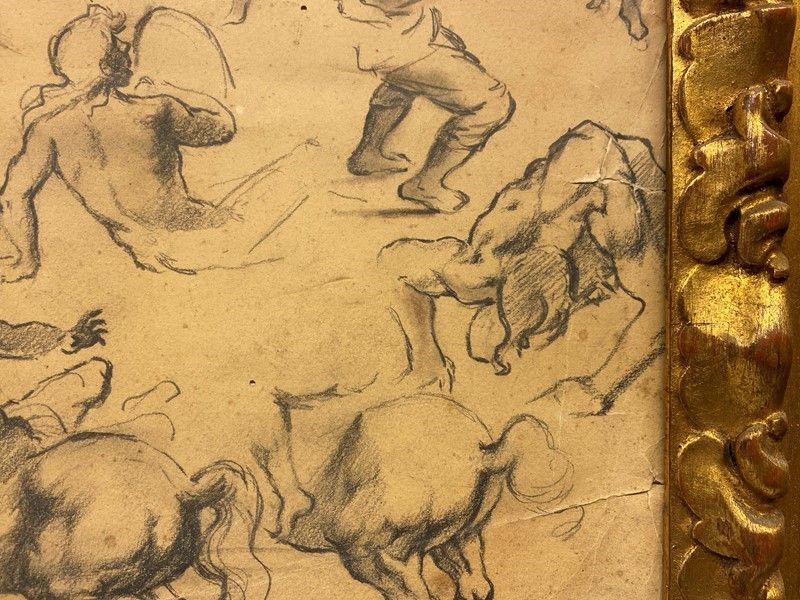 Anonimo, XIX Sec. - Schizzi di Nudi e Cavalli