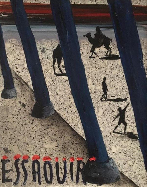 Aldo Mondino : Essaouria  (1998)  - Acrilico su linoleum - Asta Arte Moderna e Contemporanea - III - Galleria Pananti Casa d'Aste