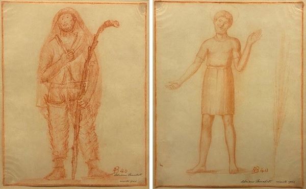 Adriano Benedetti - Pair of drawings (saint and shepherd)