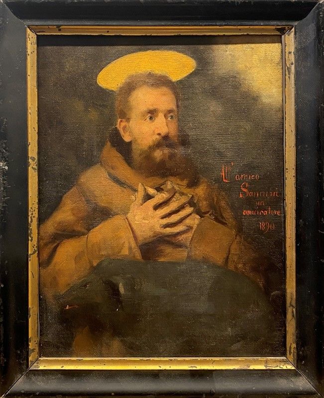 Scuola Toscana, XIX Sec. - Renato Fucini nelle Vesti di Sant'antonio Abate