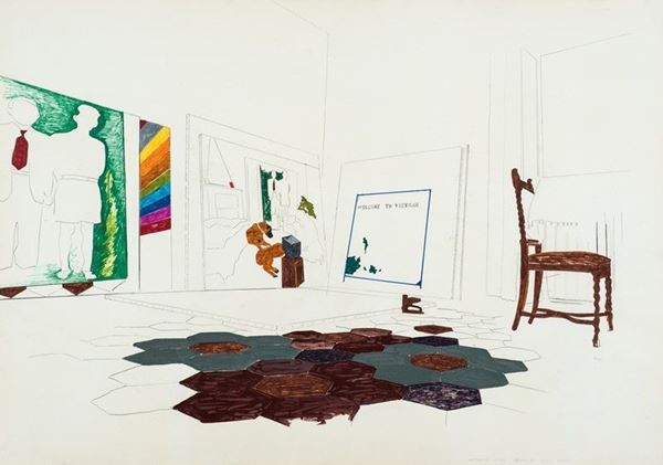 Franco Angeli - Interior with unfinished paintings