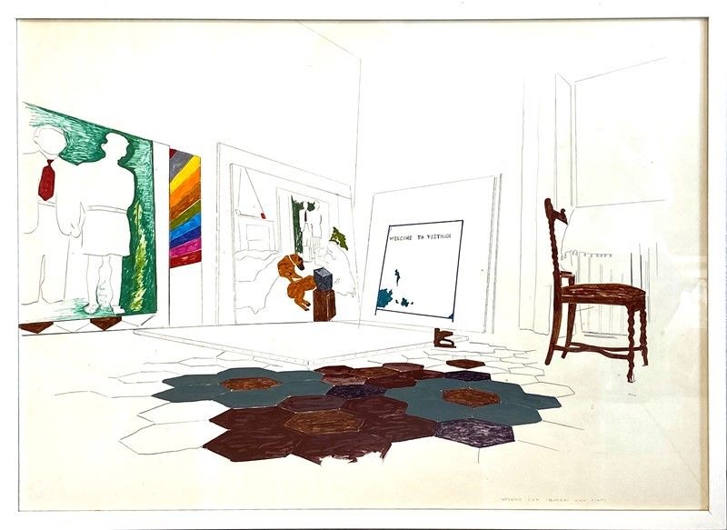 Franco Angeli - Interno con Quadri Non Finiti