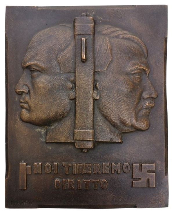 Anonimo, XX sec. - Profili congiunti Hitler-Mussolini - Noi tireremo dritto