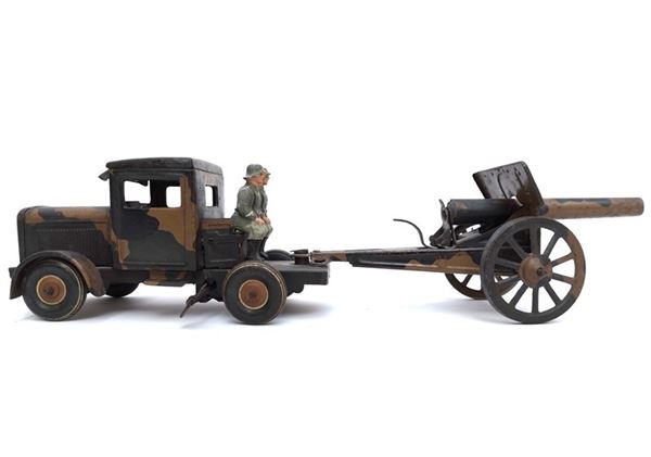 Carro lutwaffe con cannone e figure
